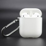 Wholesale Premium TPU Cover and Skin for Apple Airpods Charging Case with Hook Clip (White)